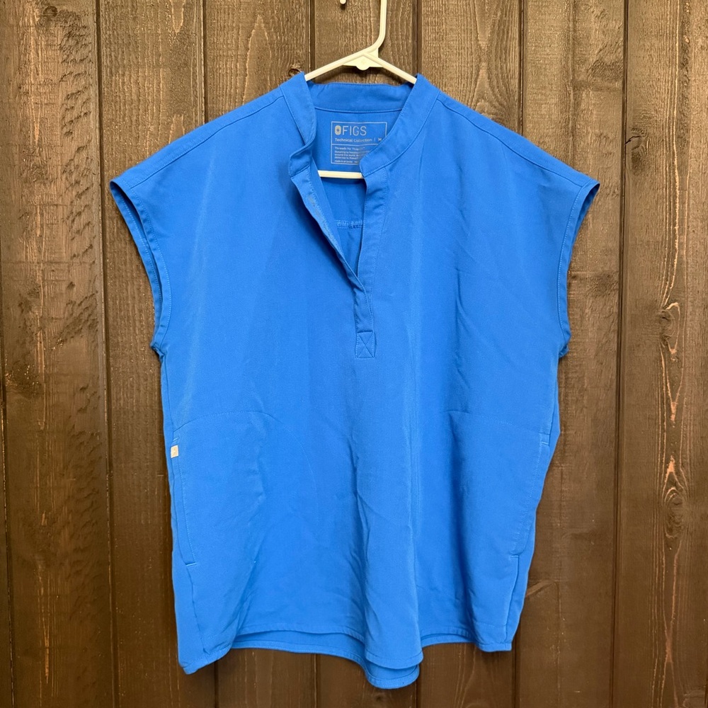 Figs Blue Oversized Technical Top